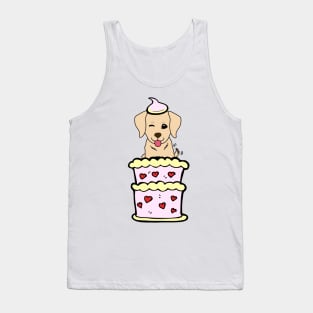 Retriever dog Jumping out of a cake Tank Top